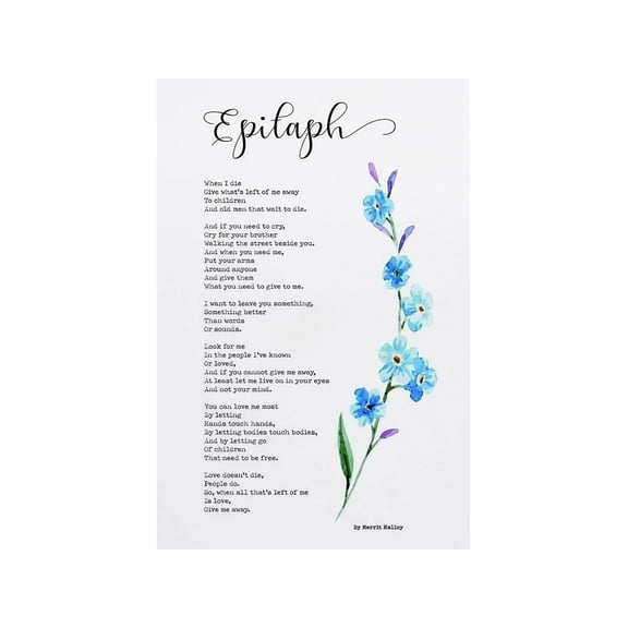 When I Die Give Me Away Poem Poster Memorial Verse Wall Art In Loving Memory Life Celebration Living Room Bedroom Decor