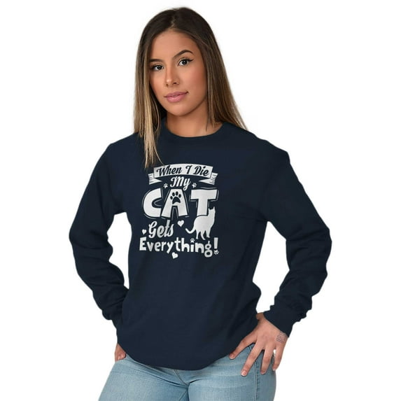 When I Die the Cat Gets Everything Women Plus Size Long Sleeve Graphic Tee Brisco Brands 3X