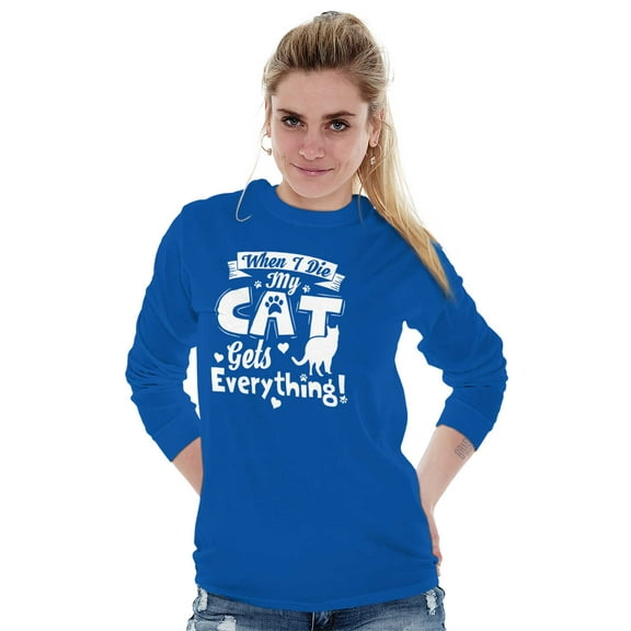 When I Die the Cat Gets Everything Women Plus Size Long Sleeve Graphic Tee Brisco Brands 2X