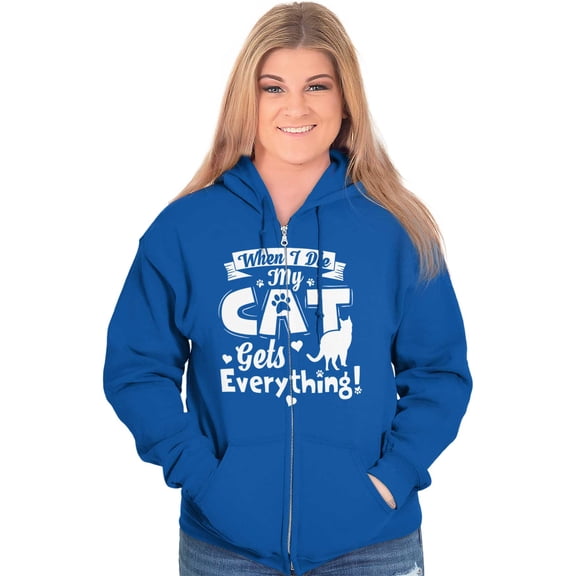 When I Die the Cat Gets Everything Womens Plus Size Graphic Zipper Hoodie Brisco Brands 4X