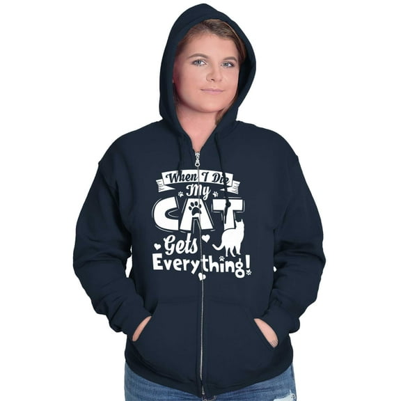When I Die the Cat Gets Everything Women Plus Size Zipper Hoodie Brisco Brands 2X