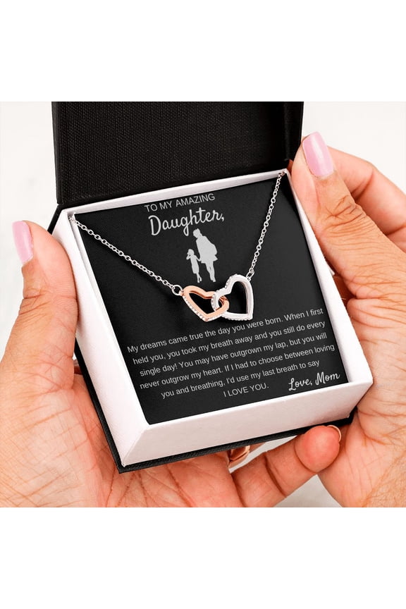 When I First Held You, Interlocking Hearts Necklace For Daughter, Multi Interlocking Heart Necklace