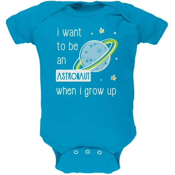 When I Grow Up Astronaut Soft Baby One Piece Turquoise 12-18 M