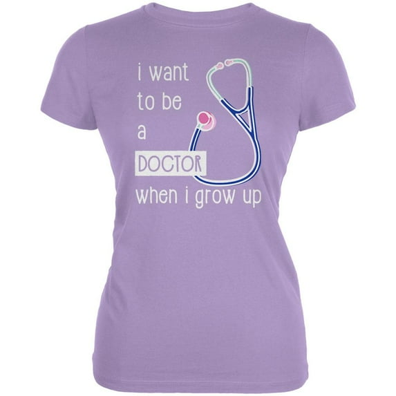 When I Grow Up Doctor Juniors Soft T Shirt Lavender LG