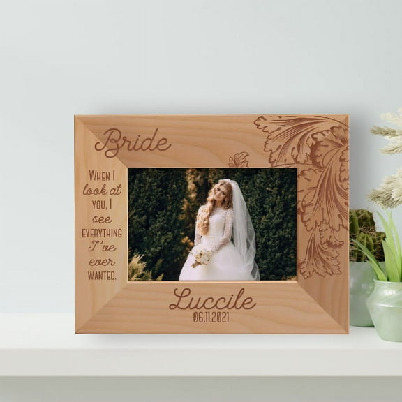 When I Look At You, I See Everything I've Ever Wanted Personalized Wooden Frame-5" x 3 1/2" Brown Horizontal