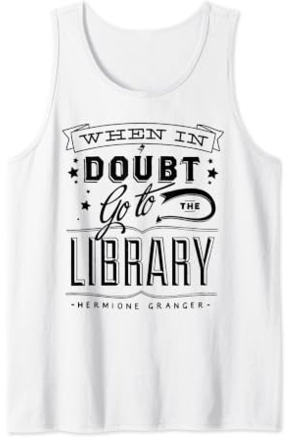 When In Doubt Go To The Library Teacher Vintage Book Lovers Tank Top Size S-3XL