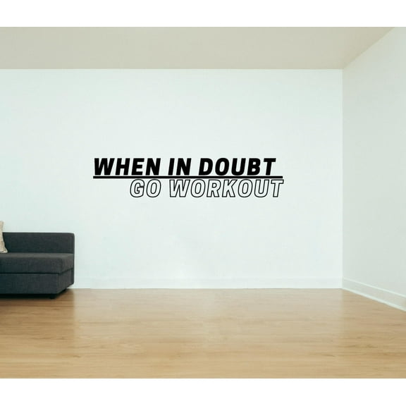 When In Doubt Go Workout Quote Fitness Workout Success Motivation Quotes Wall Decals Healthy Lifestyle for Girls Boys Gym Home Sports Room Decor Vinyl Wall Art Stickers Decoration Size (8x10 inch)