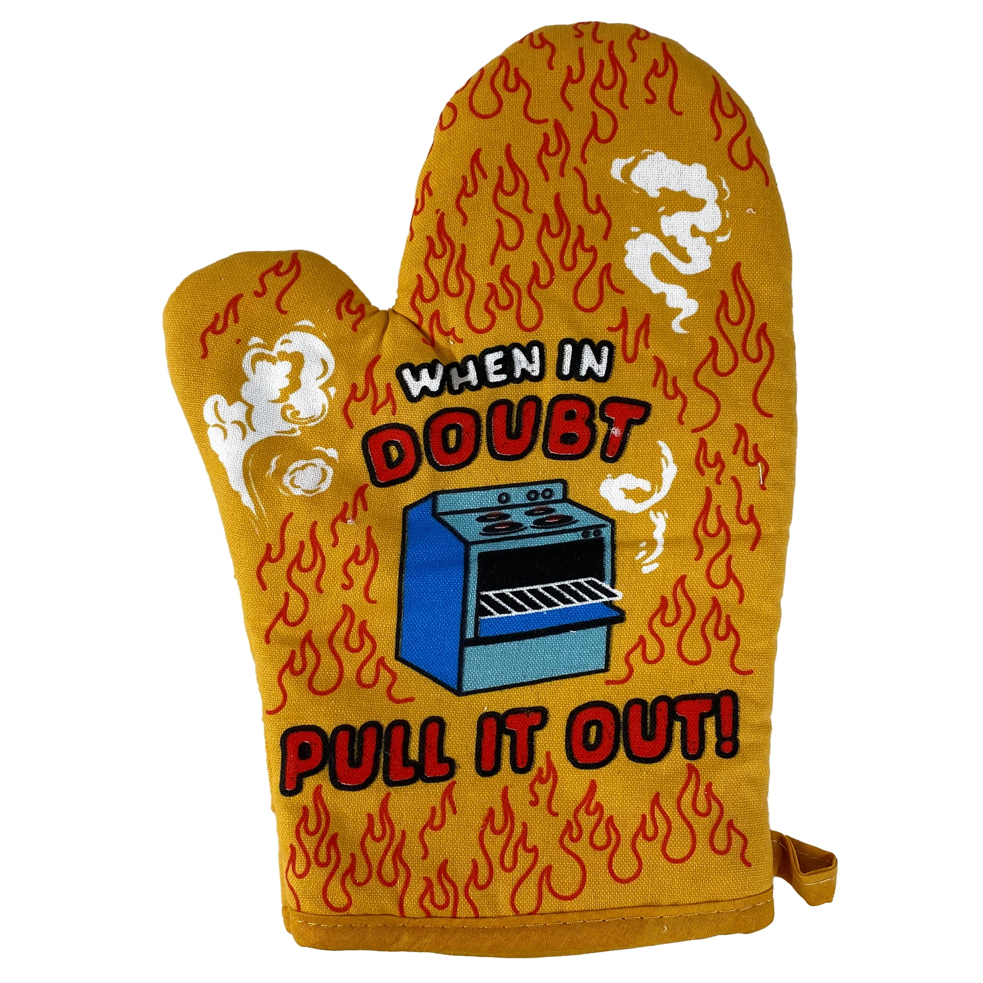 When in Doubt Pull It Out,Oven Mitts and Pot Holders Sets of 2，Funny Oven  Mitt，Silicone Non-Slip Oven Mitts,Cute Housewarming Gift,Perfect for