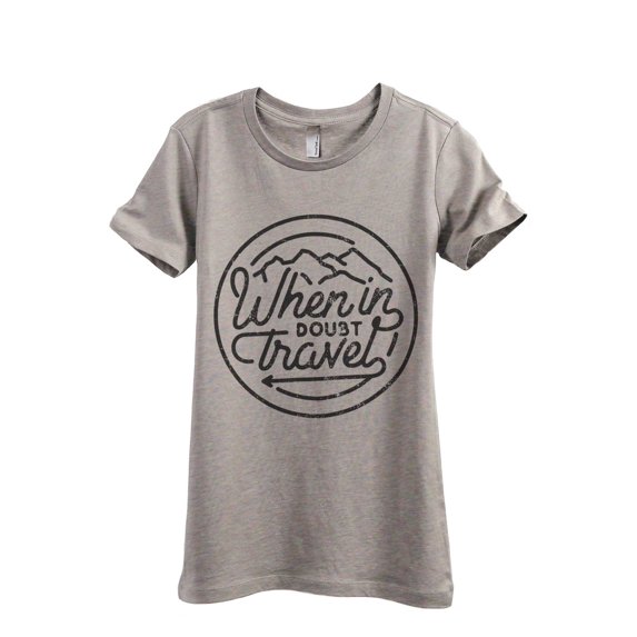 When In Doubt Travel Women's Fashion Relaxed T-Shirt Tee Heather Tan X-Large