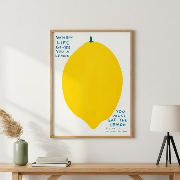 When Life Gives You A Lemon Motivational Wall Art Minimalist Quote Modern Yellow Kitchen Decor Unframed Paper Print