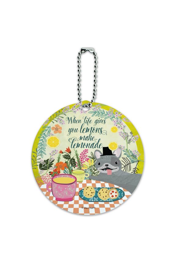 When Life Gives You Lemons Make Lemonade Dog Round Luggage ID Tag Card Suitcase Carry-On