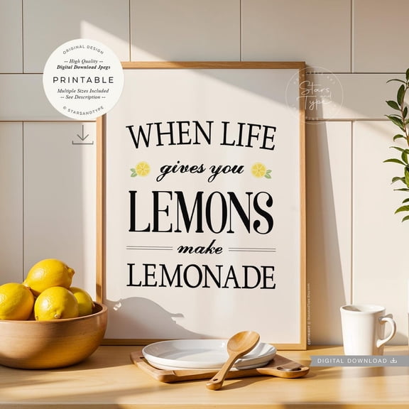 When Life Gives You Lemons Quote Poster, Unframed Size 16x24