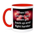 thumbnail image 1 of 3dRose, When life knocks you down get back up and fight harder, boxing, 11oz Two-Tone Red Mug, 1 of 7