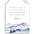 thumbnail image 1 of When My Heart is Overwhelmed Bible Verse Wood Sign Rustic Psalm 612 Watercolour Christian Wooden Hanging Plaque for Home Office Wall Art Decoration 8x10 Inch Present, 1 of 3