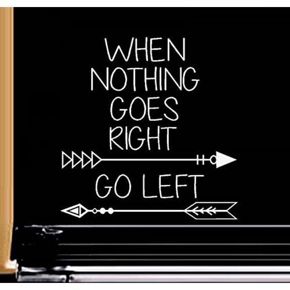 When Nothing Goes Right, Go Left: Wall or Window Decal (White 8" x 8")