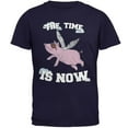 thumbnail image 1 of When Pigs Fly The Time Is Now Navy Adult T-Shirt - Large, 1 of 1