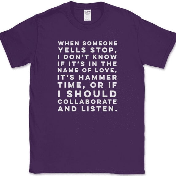 When Someone Yells Stop T-Shirt Funny Music Humor Novelty Cotton Tee - Purple, 3XL