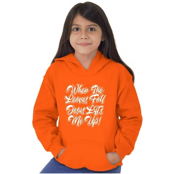 When The Leaves Fall Jesus Lifts Me Kids Hoodie Sweatshirt Girls Teen Brisco Brands XS
