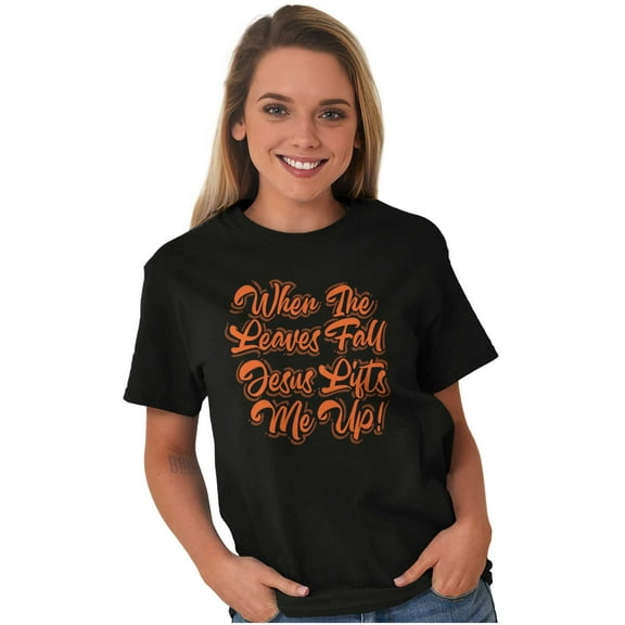 When The Leaves Fall Jesus Lifts Me Women Plus Size Graphic Tee Tees Brisco Brands 3X
