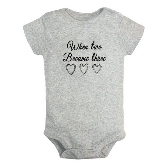 When Two Became Three Funny Rompers For Babies, Newborn Baby Unisex Bodysuits, Infant Jumpsuits, Toddler 0-24 Months Kids One-Piece Oufits (Gray, 6-12 Months)