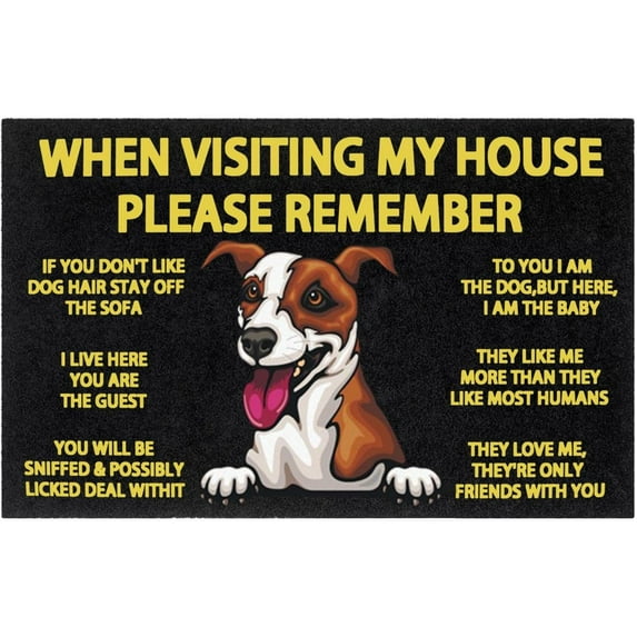 When Visiting My House Please Remember Animal Dog Indoor Doormat Durable Welcome Front Door Mats Entryway Rugs Non-Slip Resist Dirt Area Rugs Carpet for Dog Lovers Home Decorative 24x36 Inch