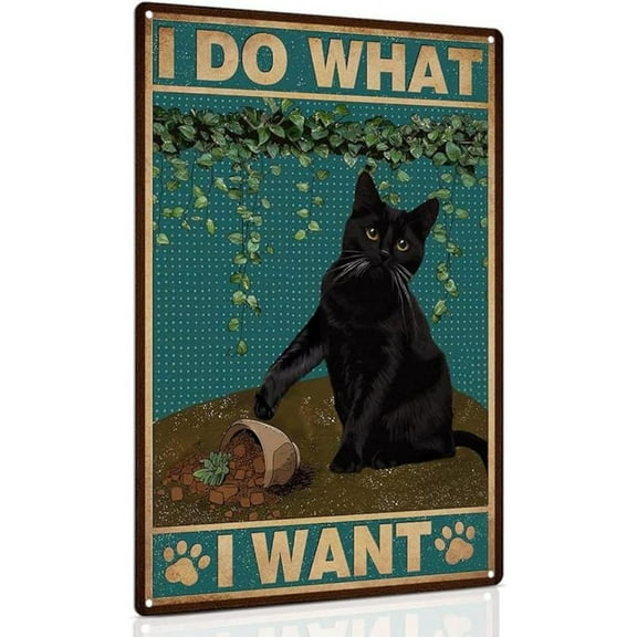 When Visiting My House Please Remember - Funny Tuxedo Cat Rules Metal Signs, Gift for Cat Lovers, Vintage Cat Signs for Wall Door Decor 8 x 12 Inch