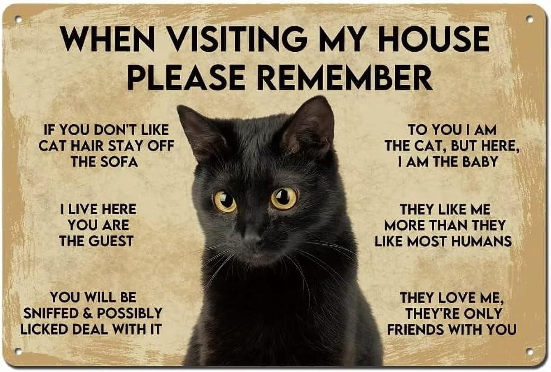 ALKB Funny Tuxedo Cat Sign - 8x12 Inch Metal Visitor's Guide To Cats, Gift For Cat Lovers, Home Decor 4 thumbnail image