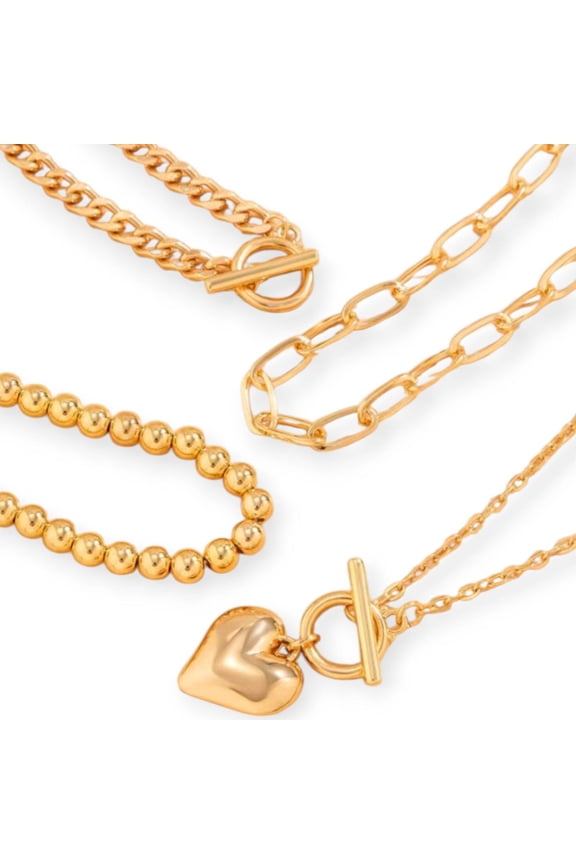 When We Fall In Love 4 Piece Chain Fashion Necklace Set