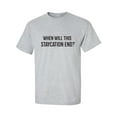thumbnail image 1 of When Will This Staycation End? Adult Short Sleeve T-shirt, 1 of 4
