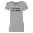 thumbnail image 1 of When Will This Staycation End? Womens crewneck tee, 1 of 2