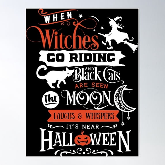 When Witches Go Riding Poster Wall Art, Modern Wall Decor For Living Room Bedroom, 12x18 UNFRAMED