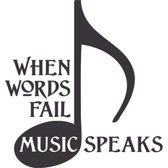 When Words Fail Music Speaks Musician Customized Wall Decal - Custom Vinyl Wall Art - Personalized Name - Baby Girls Boys Kids Bedroom Wall Decal Room Decor Wall Stickers Decoration Size (20x20 inch)