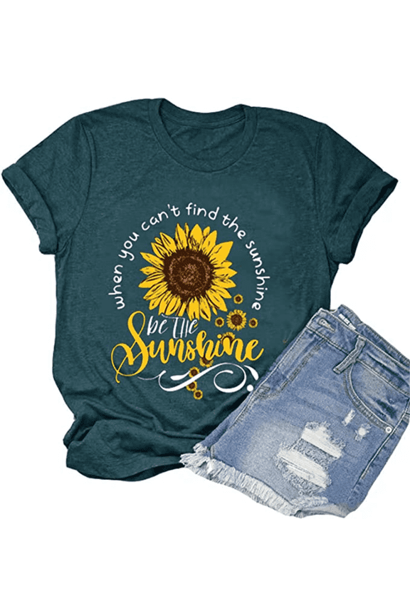When You Can't Find The Sunshine Be The Sunshine T-Shirt Women Graphic Shirt Sunflower Shirt