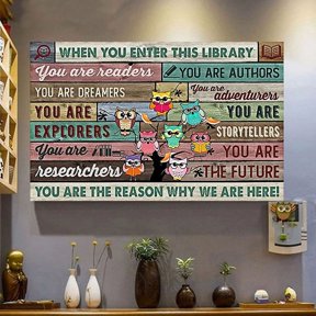 When You Enter This Library Librarian Home Decor Office Wall Art Living Room Decor, Paper Poster Only