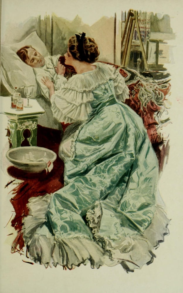 When a Man Marries 1909 Sick-bed Canvas Art - Harrison Fisher (18 x 24)