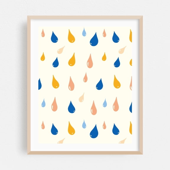 When the Rain Looks This Pretty - Illustration Pattern Geometric Pastel Minimalist Abstract Modern Art Water Oak Framed Wall Art Print 18 x 24 inches