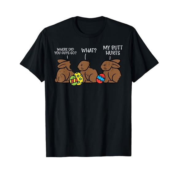Where Did You Guys Go Chocolate Bunny Funny Easter Kids T-Shirt Small