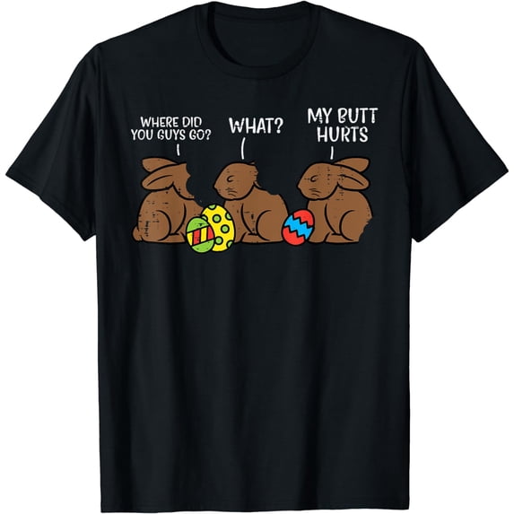 Where Did You Guys Go Chocolate Bunny Funny Easter Kids T-Shirt