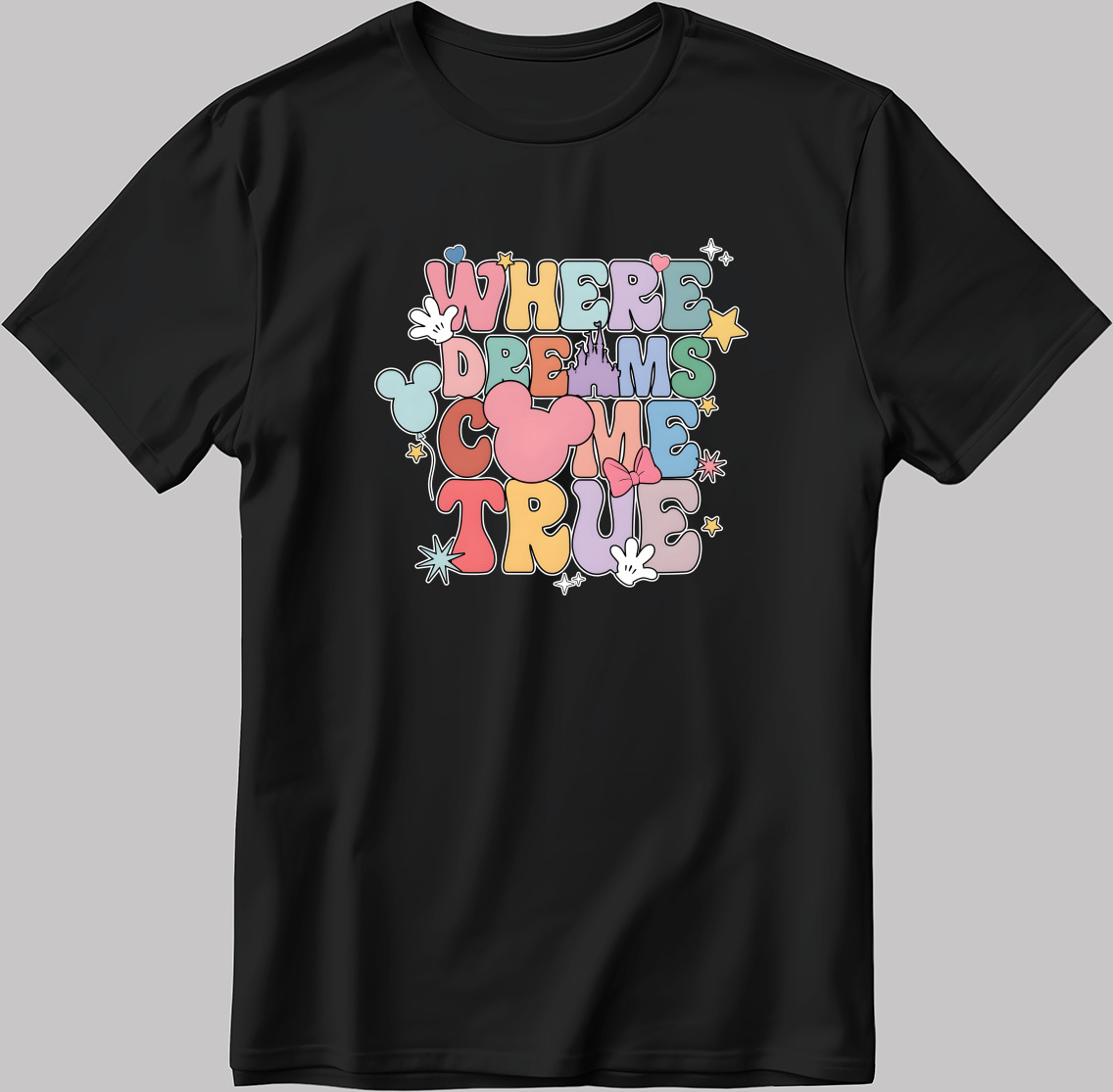 Where Dreams Come True Disneyland Short Sleeve WhiteBlack Men's