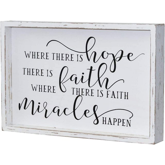 Where Is Hope Is Faith Where Is Faith Miracles Happen Wood Wall Framed ...