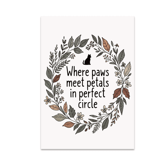 Where Paws Meet Petals in Perfect Circle - Animal Lovers - 13x19 Poster Print