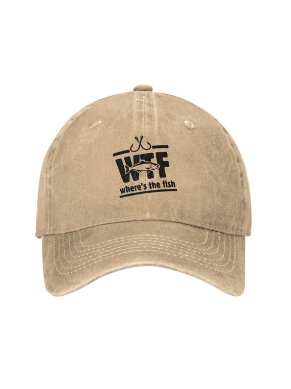 Where'S The Fish Wtf Logo Unisex Adult Washed Denim Cotton Sport Outdoor Baseball Cap Adjustable Cowboy Baseball Hat