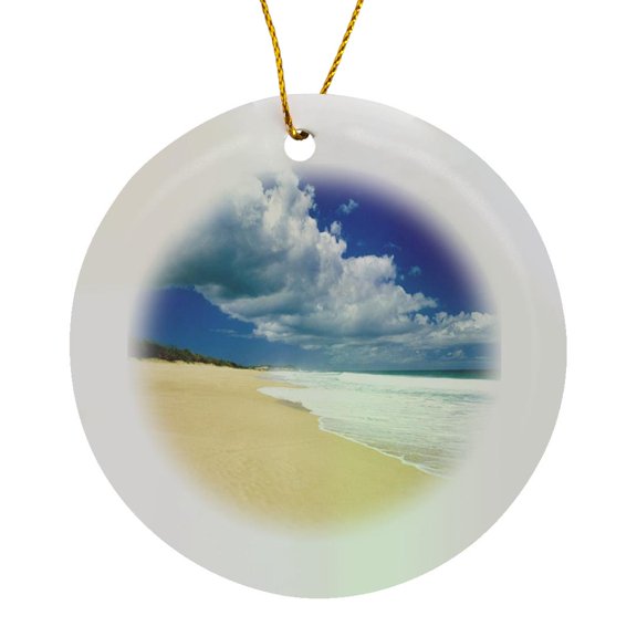 3drose, Where Sky Meets the Sea, Circle Porcelain Ornament