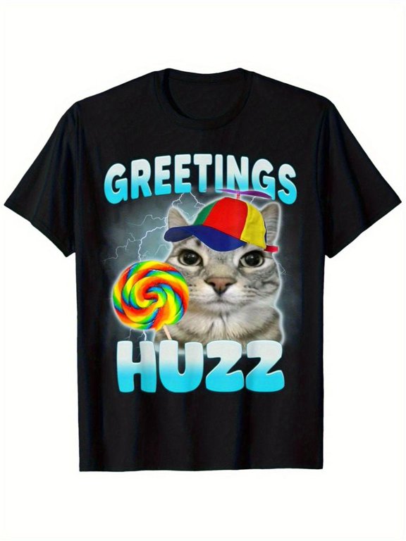 Where The Huzz At Playful Cat Meme T Shirt Guaranteed To Get Smiles Unisex Fit Cotton Streetwear Basic Tee For Cat Lovers