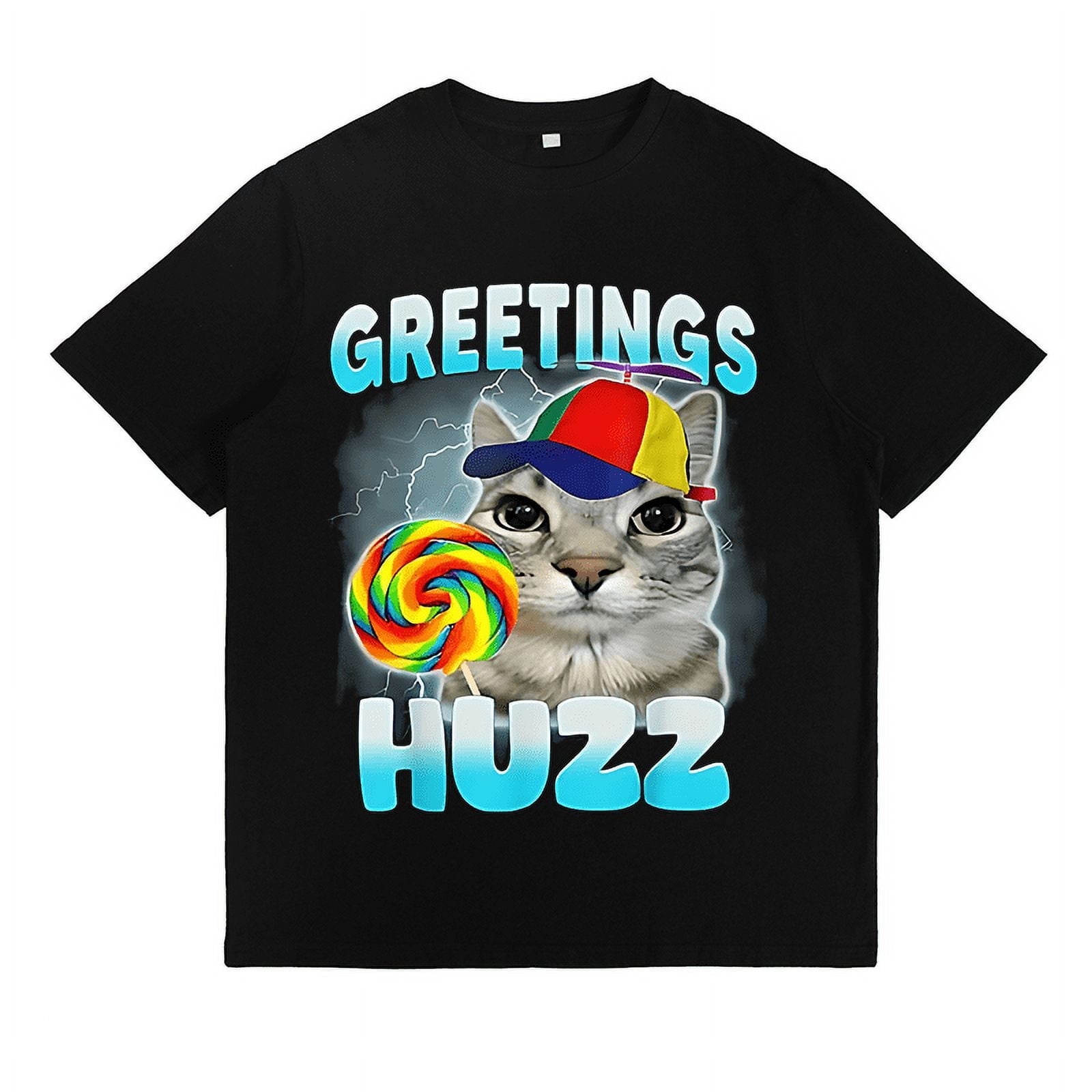 Where The Huzz At Print for Mens Tops Playful Cat Funny Graphic Tees ...
