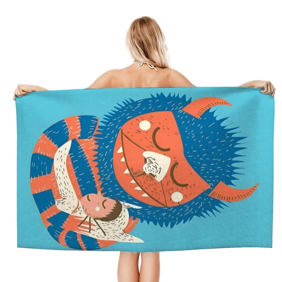 Where The Wild Things Are Beach Towel 30.7 71 InchesI Made Of Microfiber Material Quick Drying And Comfortable Showcasing A Charming Style