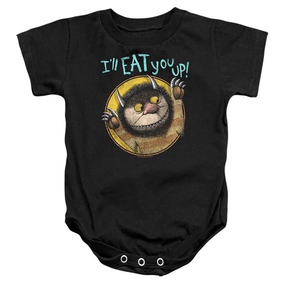 Where The Wild Things Are Eat Unisex Infant Snap Suit for Baby (12 Months) Black