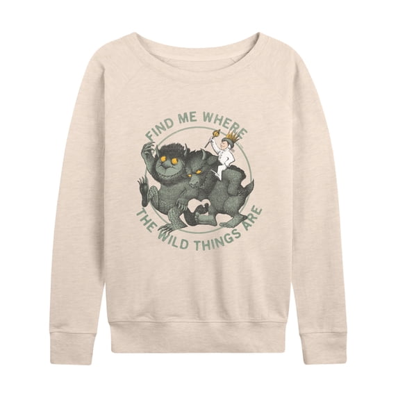 Where The Wild Things Are - Find Me Lightweight French Terry Wide Neck Long Sleeve Graphic Shirt