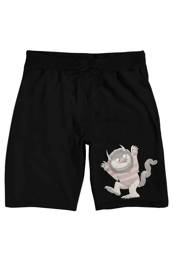 Where The Wild Things Are Literary Wild Thing Men's Black Sleep Pajama Shorts-Medium