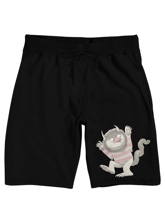 Where The Wild Things Are Literary Wild Thing Men's Black Sleep Pajama Shorts-XL